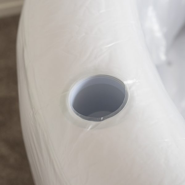 Bloom Birth Pool - close up of cup holder with liner applied to birth pool